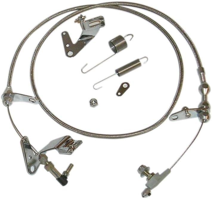 Tiny Force 24" Throttle & Kickdown Cable Carb Bracket Linkage & Return Spring Kit Compatible with Chrysler Mopar 727 Compatible with Dodge - Image 1
